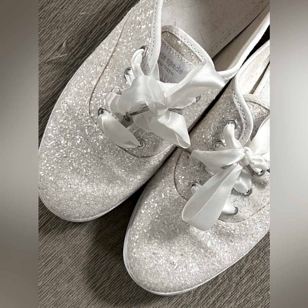 Kate Spade White Glitter Champion Sneakers 7W